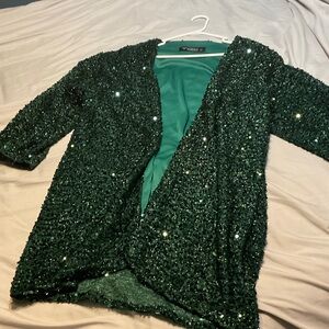 Lucky & Blessed Green Sequin Jacket